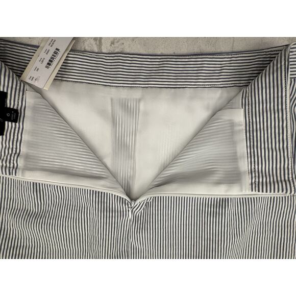 J CREW 6 Preppy Skirt Stripe Seersucker Pleated Button Front Pocket Nautical - Picture 14 of 16